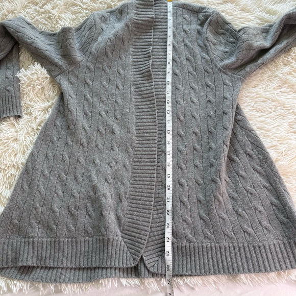 Ralph Lauren 100% Cashmere Grey Cable Knit Open Cardigan Size Medium - Picture 7 of 10